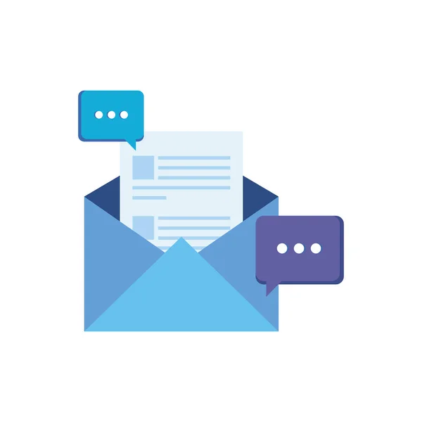 Envelop e-mail bericht met tekstballonnen — Stockvector