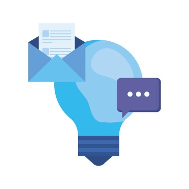 zarf ve konuşma balonu ile ampul ampul fikir