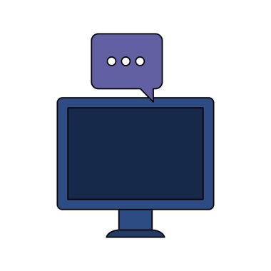 konuşma balonu ile masaüstü bilgisayar