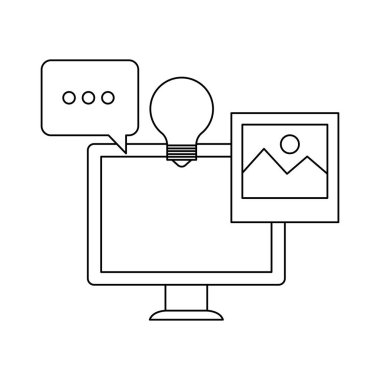 konuşma balonu ile masaüstü bilgisayar