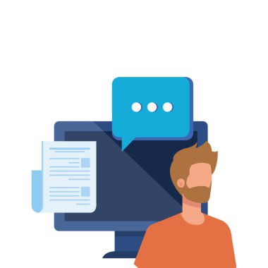 masaüstü karakteri ile genç adam