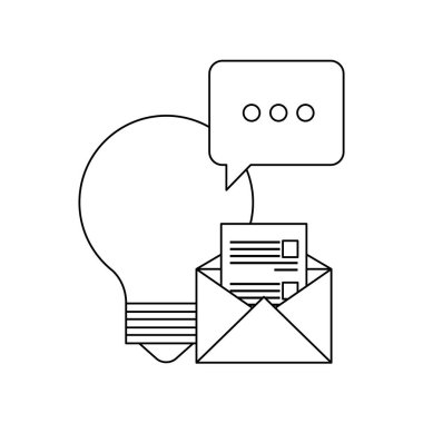 zarf ve konuşma balonu ile ampul ampul fikir