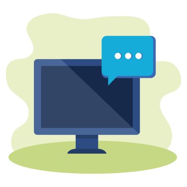 konuşma balonu ile masaüstü bilgisayar