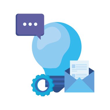 zarf ve konuşma balonu ile ampul ampul fikir