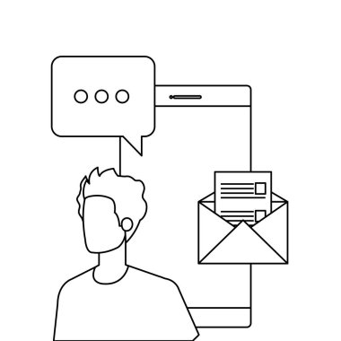 Akıllı telefon karakterli genç bir adam.