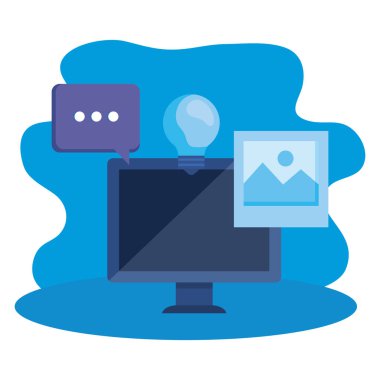 konuşma balonu ile masaüstü bilgisayar