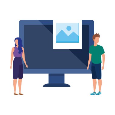 masaüstü karakterleri ile genç çift