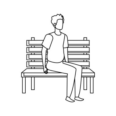 genç ve rahat adam park sandalye karakteri oturmuş