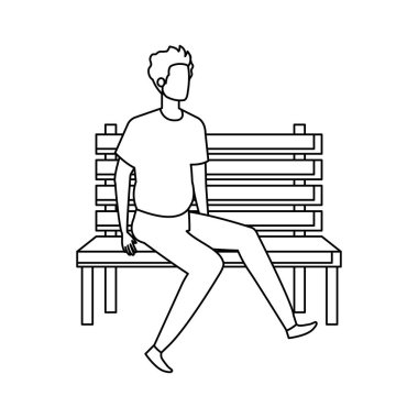 genç ve rahat adam park sandalye karakteri oturmuş