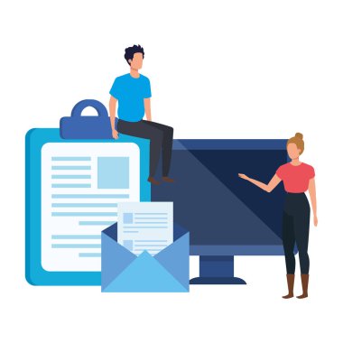 masaüstü karakterleri ile genç çift