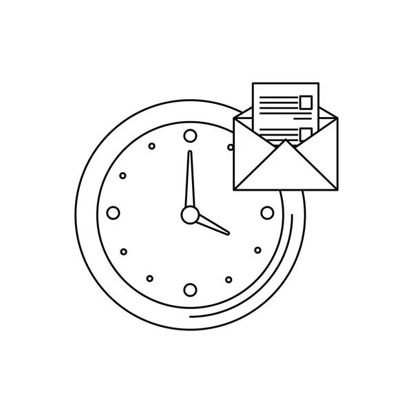 Orologio orologio con busta posta — Vettoriale Stock