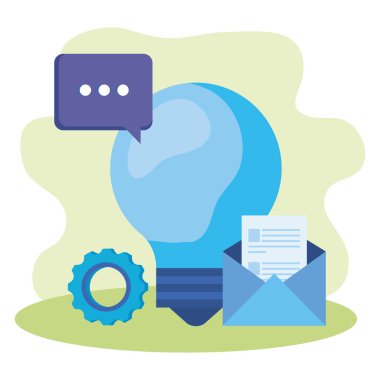 zarf ve konuşma balonu ile ampul ampul fikir