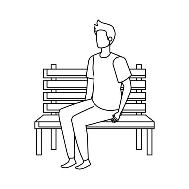 genç ve rahat adam park sandalye karakteri oturmuş