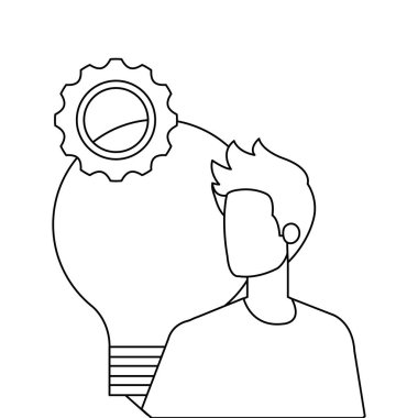 ampul karakteri ile genç adam