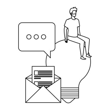 ampul karakteri ile genç adam