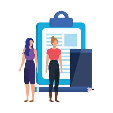 kontrol listesi karakterleri ile genç kadınlar