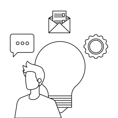 ampul karakteri ile genç adam