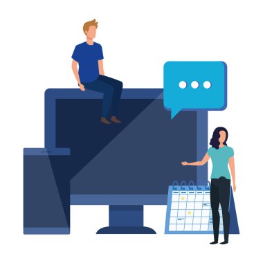 masaüstü karakterleri ile genç çift