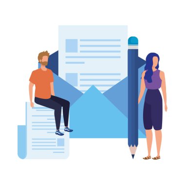 zarf posta karakterleri ile genç çift