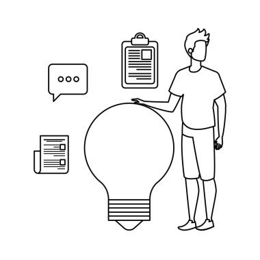 ampul karakteri ile genç adam