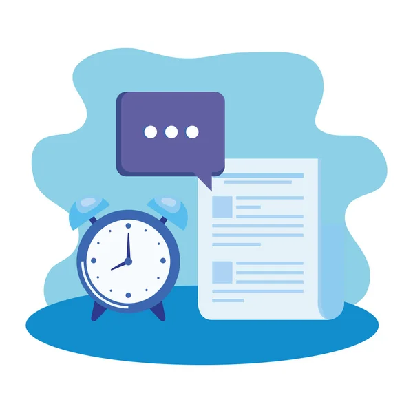 Alarm clock with document file — Stock Vector