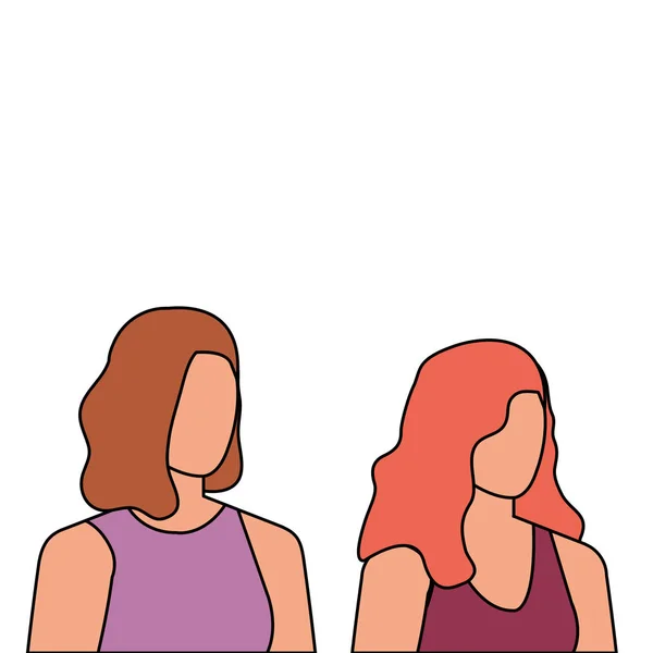 Belles et jeunes femmes personnages — Image vectorielle