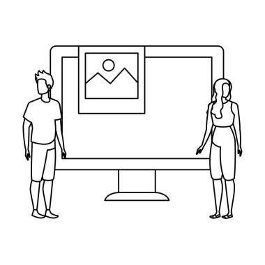 masaüstü karakterleri ile genç çift