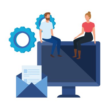 masaüstü karakterleri ile genç çift