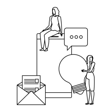 akıllı telefon karakterleri ile genç kadınlar