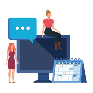 masaüstü karakterleri ile genç kadınlar