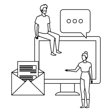 masaüstü karakterleri ile genç çift