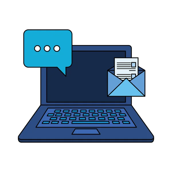 Computer portatile con e-mail busta — Vettoriale Stock
