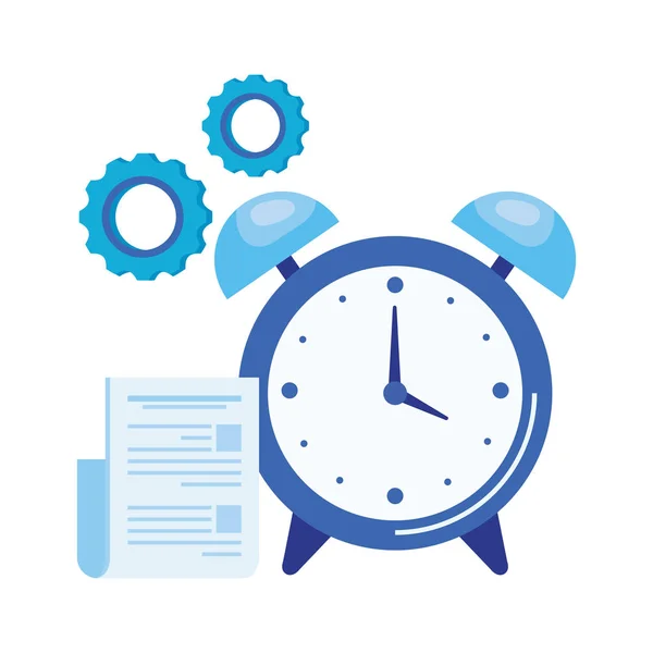 Alarm clock with document file — Stock Vector