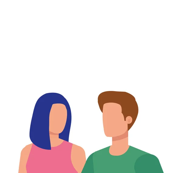 Young lovers couple avatars characters — Stock Vector