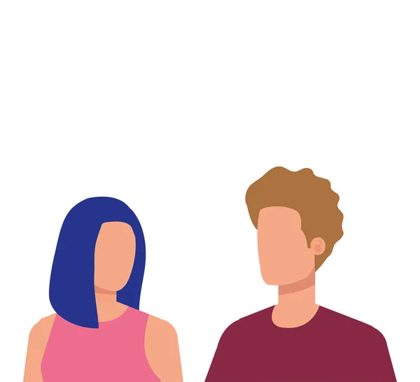 Jovens amantes casal avatares personagens — Vetor de Stock