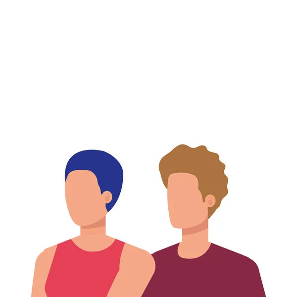 Jóvenes amantes pareja avatares caracteres — Archivo Imágenes Vectoriales