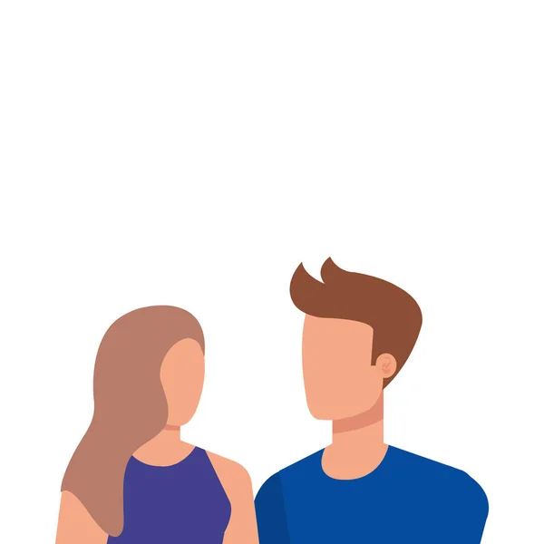 Young lovers couple avatars characters — Stock Vector