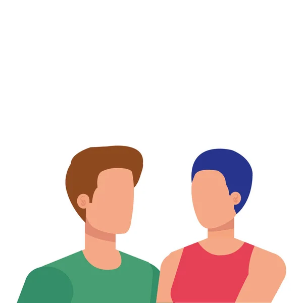 Unge elskere par avatarer tegn – Stock-vektor