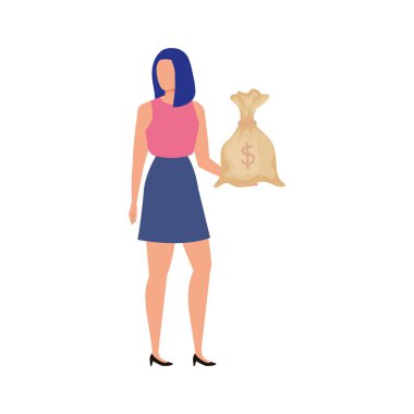 para çantası karakteri ile genç kadın
