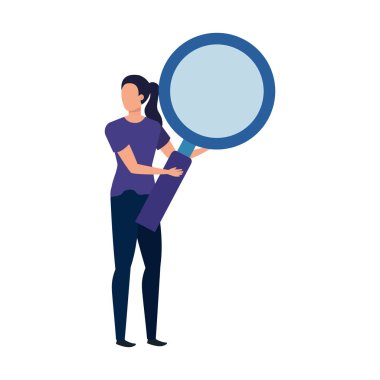 Büyüteç karakterli genç bir kadın.