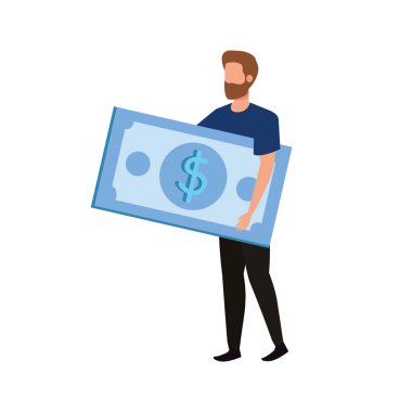 faturaları dolar karakteri ile genç adam