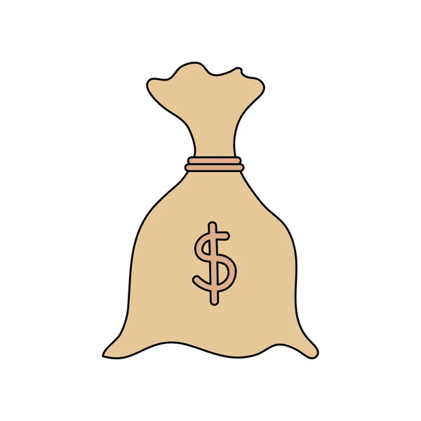 Peníze taška hospodářství izolované ikony — Stockový vektor
