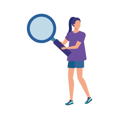 Büyüteç karakterli genç bir kadın.