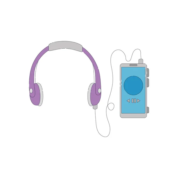 Teléfono inteligente con tecnología de auriculares — Vector de stock