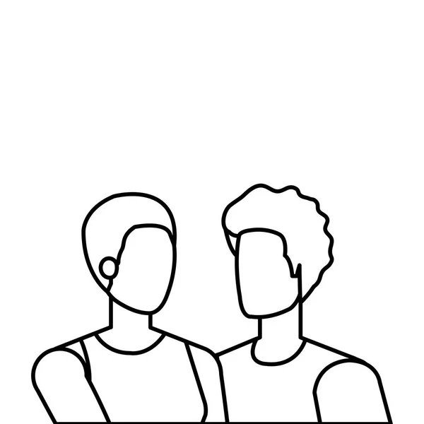 Jeunes amants couple avatars personnages — Image vectorielle