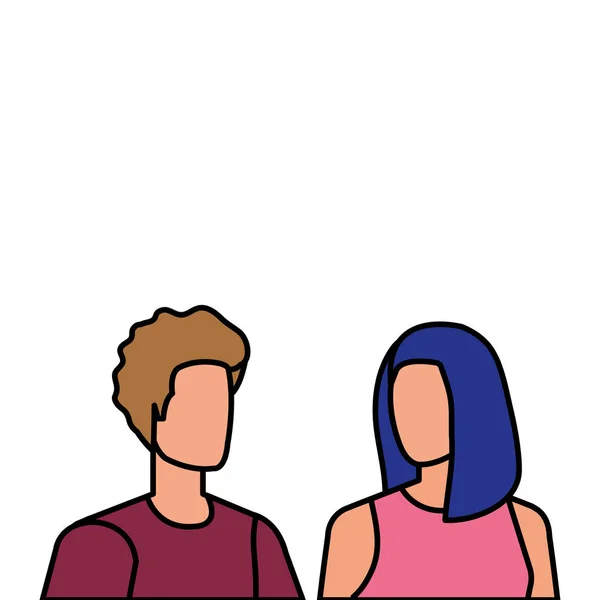 Mladí milenci pár avatarů postavy — Stockový vektor