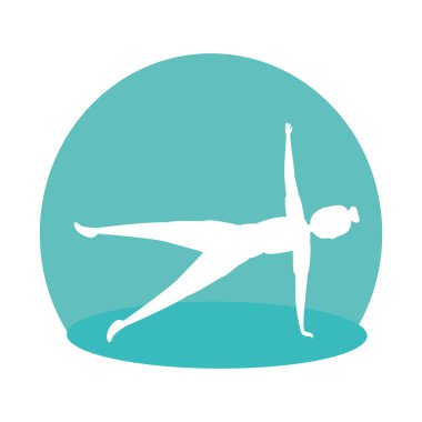 pilates pozisyonu uygulayan kadının silueti