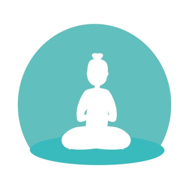 lotus pozisyonu ile pilates yapan kadının silueti