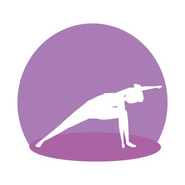 pilates pozisyonu uygulayan kadının silueti