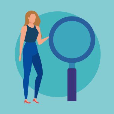 Büyüteç karakterli genç bir kadın.